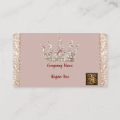 Girly Business Trendy Glitter Elegant Crown QRCode Visitekaartje (Achterkant)