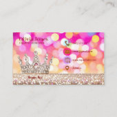 Girly Business Trendy Glitter Elegant Crown QRCode Visitekaartje (Voorkant)