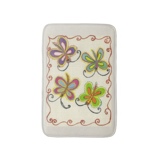 Girly Butterfly Bath Mats Badmat (Voorkant Verticaal)