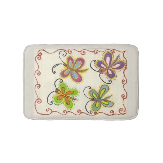 Girly Butterfly Bath Mats Badmat (Voorkant)
