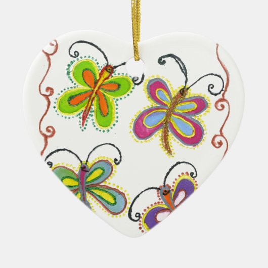 Girly Butterfly Keramisch Ornament (Voorkant)