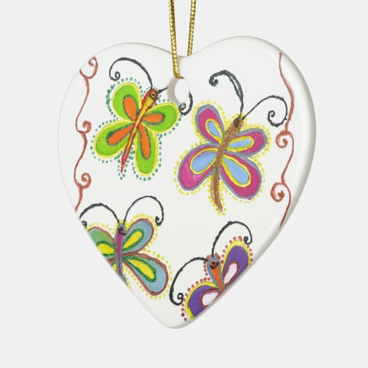 Girly Butterfly Keramisch Ornament (Links)