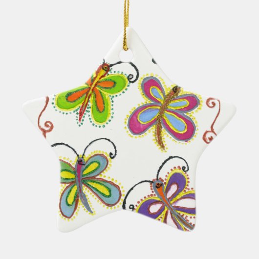 Girly Butterfly Keramisch Ornament (Voorkant)