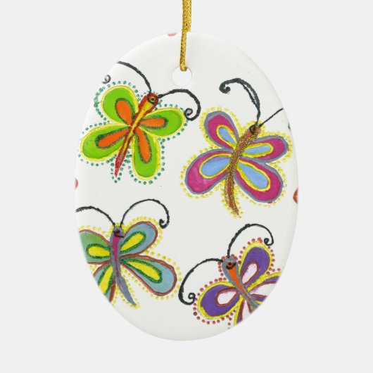 Girly Butterfly Keramisch Ornament (Voorkant)