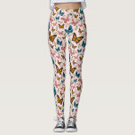Girly Butterfly Pattern Leggings<br><div class="desc">Meisjes en grillige vlinderpatroonpatroonleggings met een afbeelding van roze,  gele,  blauwe vlinders op een roze achtergrond. Er zijn ook groene bladeren.</div>