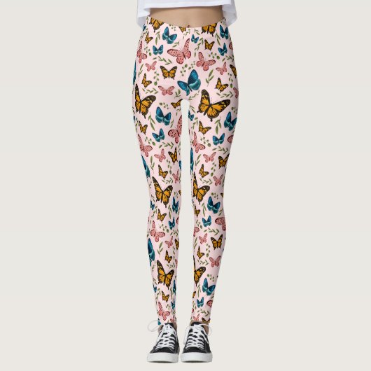 Girly Butterfly Pattern Leggings (Voorkant)