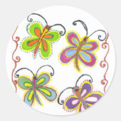Girly Butterfly Ronde Sticker (Voorkant)
