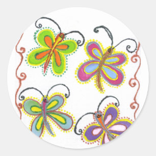 Girly Butterfly Ronde Sticker