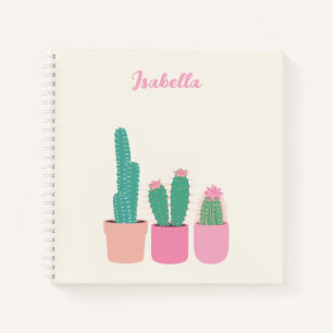 Girly Cactus Houseplant Spiraal Notitieboek met Na