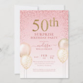 Girly Calligraphy Glitter Surprise 50th Birthday I Kaart (Voorkant)