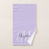 Girly Calligraphy Monogram Bleek Lavender Bad Handdoek (Handdoek)