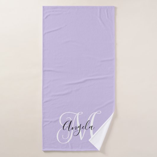 Girly Calligraphy Monogram Bleek Lavender Badhanddoek (Badhanddoek)