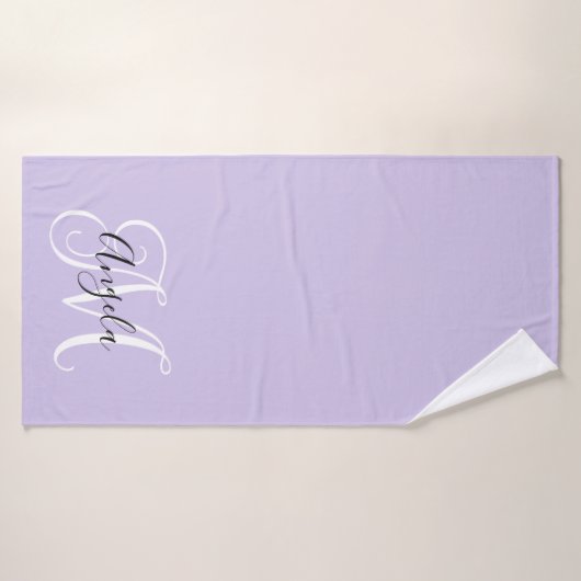 Girly Calligraphy Monogram Bleek Lavender Badhanddoek (Badhanddoek)