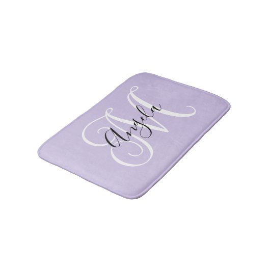 Girly Calligraphy Monogram Bleek Lavender Badmat (Gekanteld)