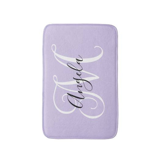 Girly Calligraphy Monogram Bleek Lavender Badmat (Voorkant Verticaal)