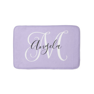 Girly Calligraphy Monogram Bleek Lavender Badmat