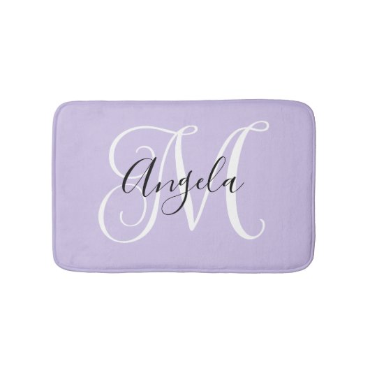 Girly Calligraphy Monogram Bleek Lavender Badmat (Voorkant)