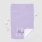 Girly Calligraphy Monogram Bleek Lavender Golfhanddoek (Insitu)