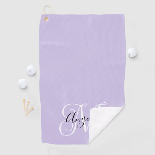Girly Calligraphy Monogram Bleek Lavender Golfhanddoek (Insitu)