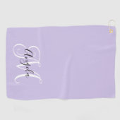Girly Calligraphy Monogram Bleek Lavender Golfhanddoek (Horizontaal)