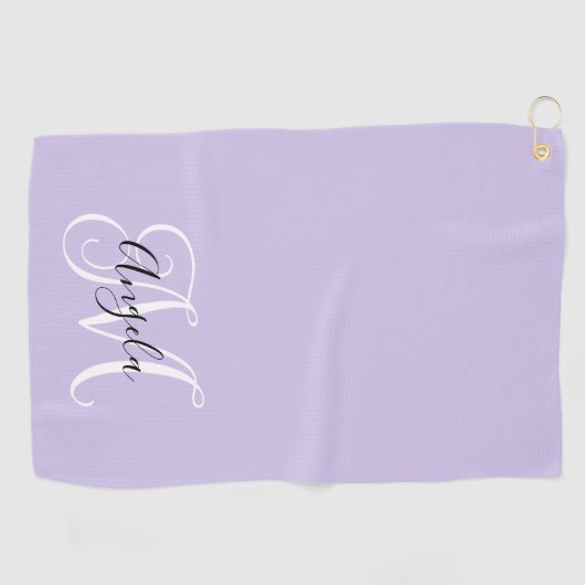 Girly Calligraphy Monogram Bleek Lavender Golfhanddoek (Horizontaal)
