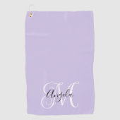 Girly Calligraphy Monogram Bleek Lavender Golfhanddoek (Voorkant)