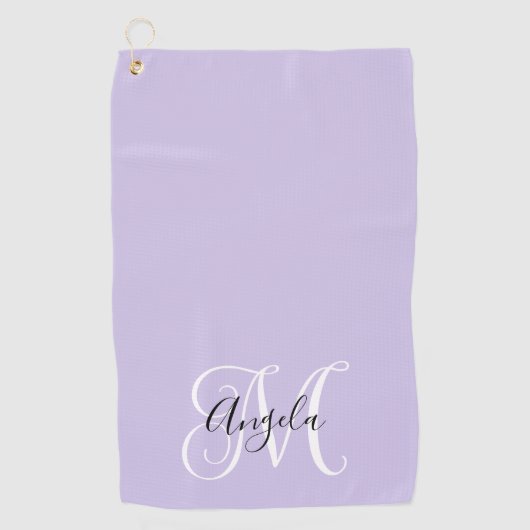 Girly Calligraphy Monogram Bleek Lavender Golfhanddoek (Voorkant)