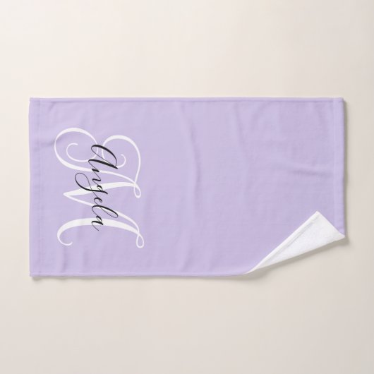 Girly Calligraphy Monogram Bleek Lavender Handdoek (Handdoek)