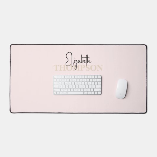 Girly Calligraphy Monogram Roze Bureaumat (Keyboard & Muis)