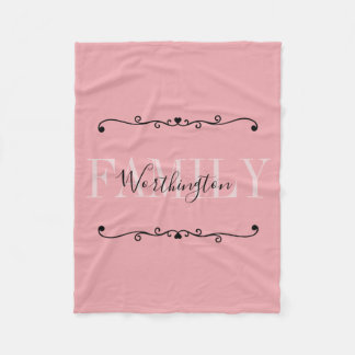 Girly Calligraphy words Name pink blush red Fleece Deken