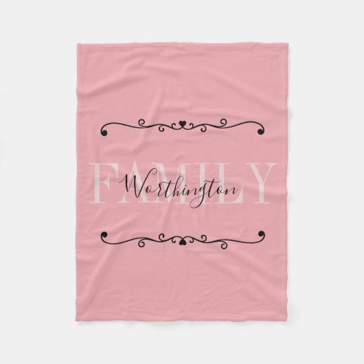 Girly Calligraphy words Name pink blush red Fleece Deken (Voorkant)