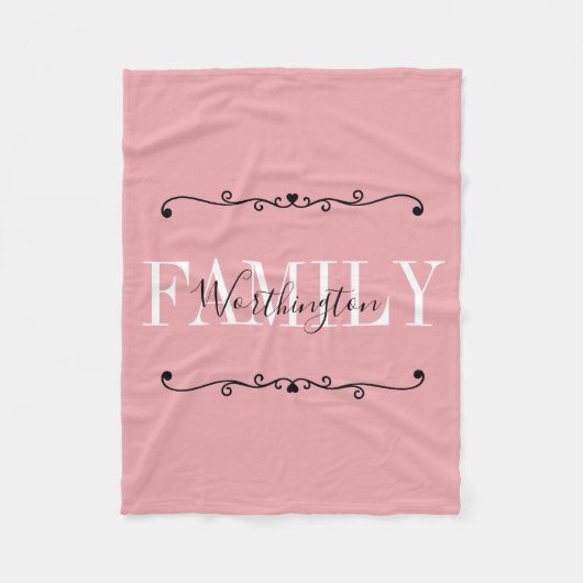 Girly Calligraphy words Name pink blush red Fleece Deken (Voorkant)