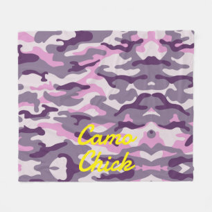 Girly Camouflage Pinks Monogram in Geel   Fleece Deken