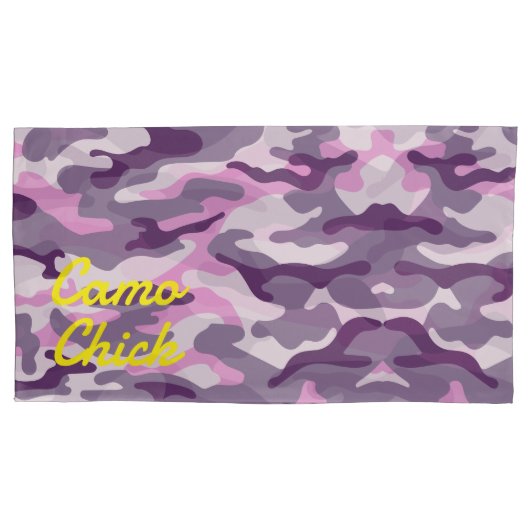 Girly Camouflage Pinks Monogram in Geel | Kussensloop (Voorkant-Links)