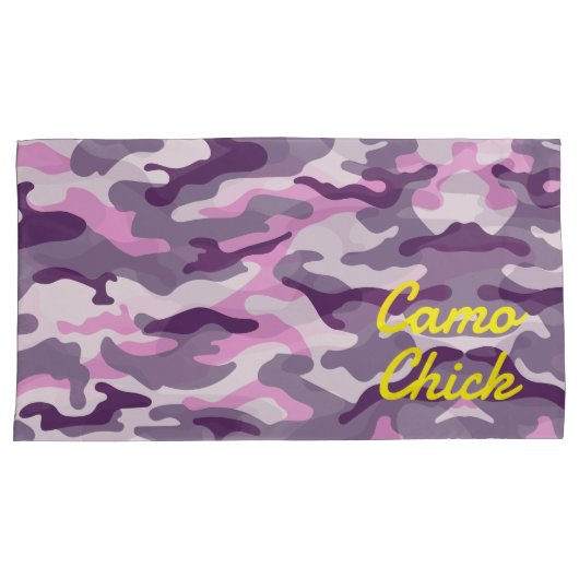 Girly Camouflage Pinks Monogram in Geel | Kussensloop (Voorkant-Rechts)