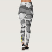 Girly Camouflage Zwart & Wit Monogram Geel | Leggings (Achterkant)