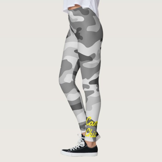 Girly Camouflage Zwart & Wit Monogram Geel | Leggings (Links)