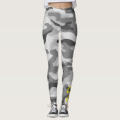 Girly Camouflage Zwart & Wit Monogram Geel | Leggings (Voorkant)