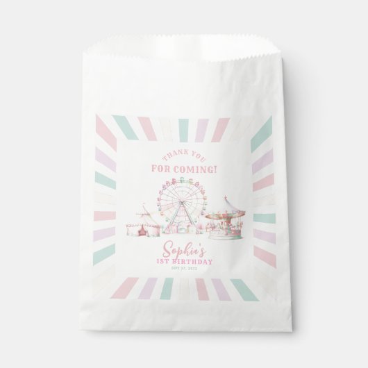 Girly Carnaval Circus Kinderen Verjaardag Dank u Bedankzakje (Voorkant)