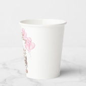 Girly Carousel Roze Eenhoorn Eerste Verjaardag Papieren Bekers (Links)