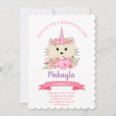 Girly Cat Unicorn Caticorn Meowgical 1ste verjaard Kaart (Voorkant)