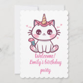 Girly Caticorn verjaardag Kaart (Voorkant)