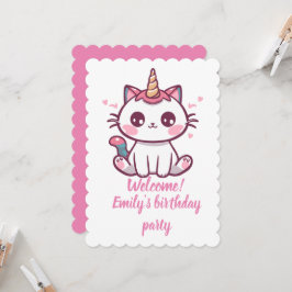 Girly Caticorn verjaardag Kaart