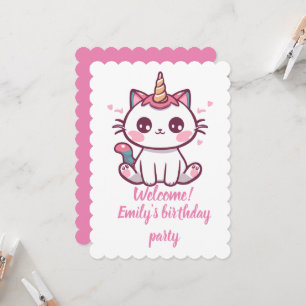 Girly Caticorn verjaardag Kaart