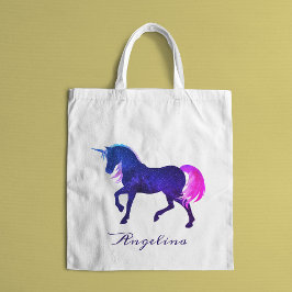Girly Celestial Blue Pink & Paars Custom Unicorn Tote Bag