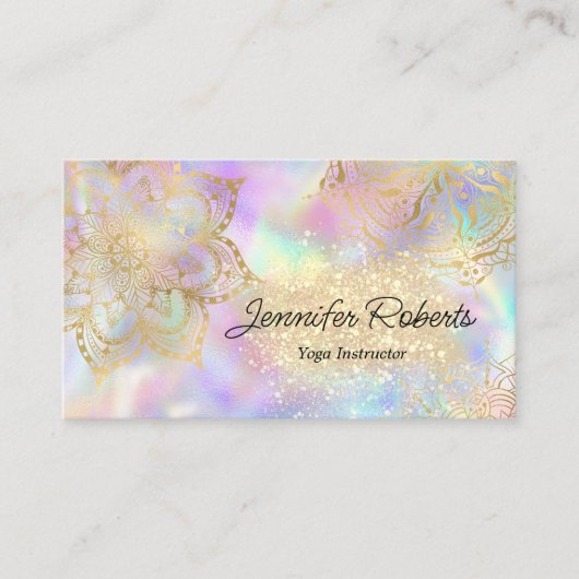 Girly Celestial Goud Mandala Yoga Instructeur Flor Visitekaartje (Voorkant)