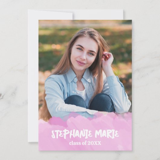 Girly Change the World Waterverf Photo Afstuderen Kaart (Achterkant)