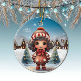 Girly Character stocking stuffer for female 🎄 Keramisch Ornament