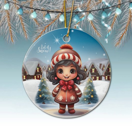 Girly Character stocking stuffer for female 🎄 Keramisch Ornament