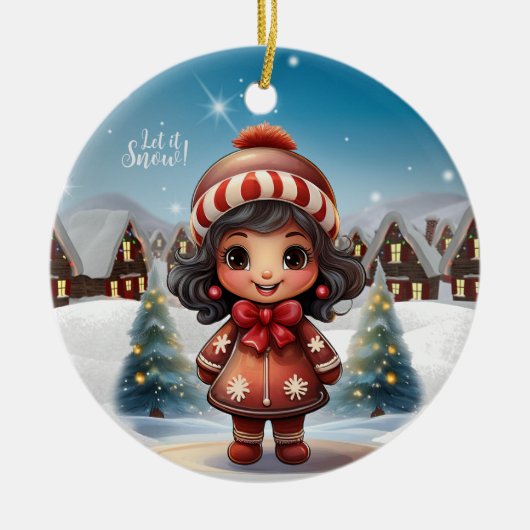 Girly Character stocking stuffer for female 🎄 Keramisch Ornament (Voorkant)